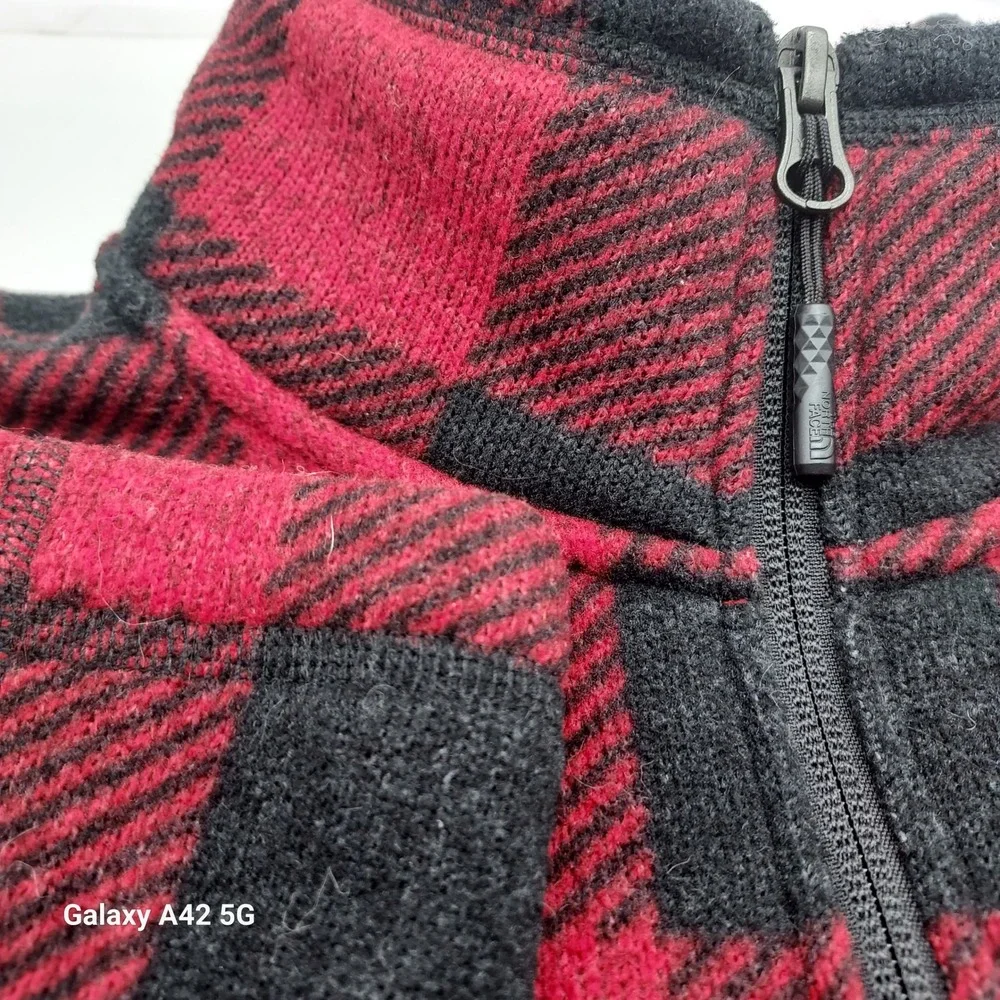 The North Face Mens Gordon Lyons 1/4 Zip Fleece Buffalo Plaid Red Black Small